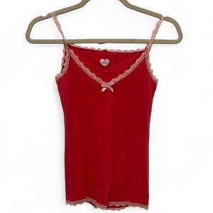 Y2K Red Pink Lace Tarim Cami Tank Top